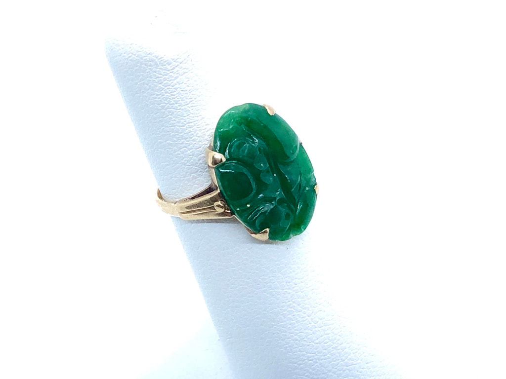 Green stone with diamond antique design gold plated ring for men - – Soni  Fashion®